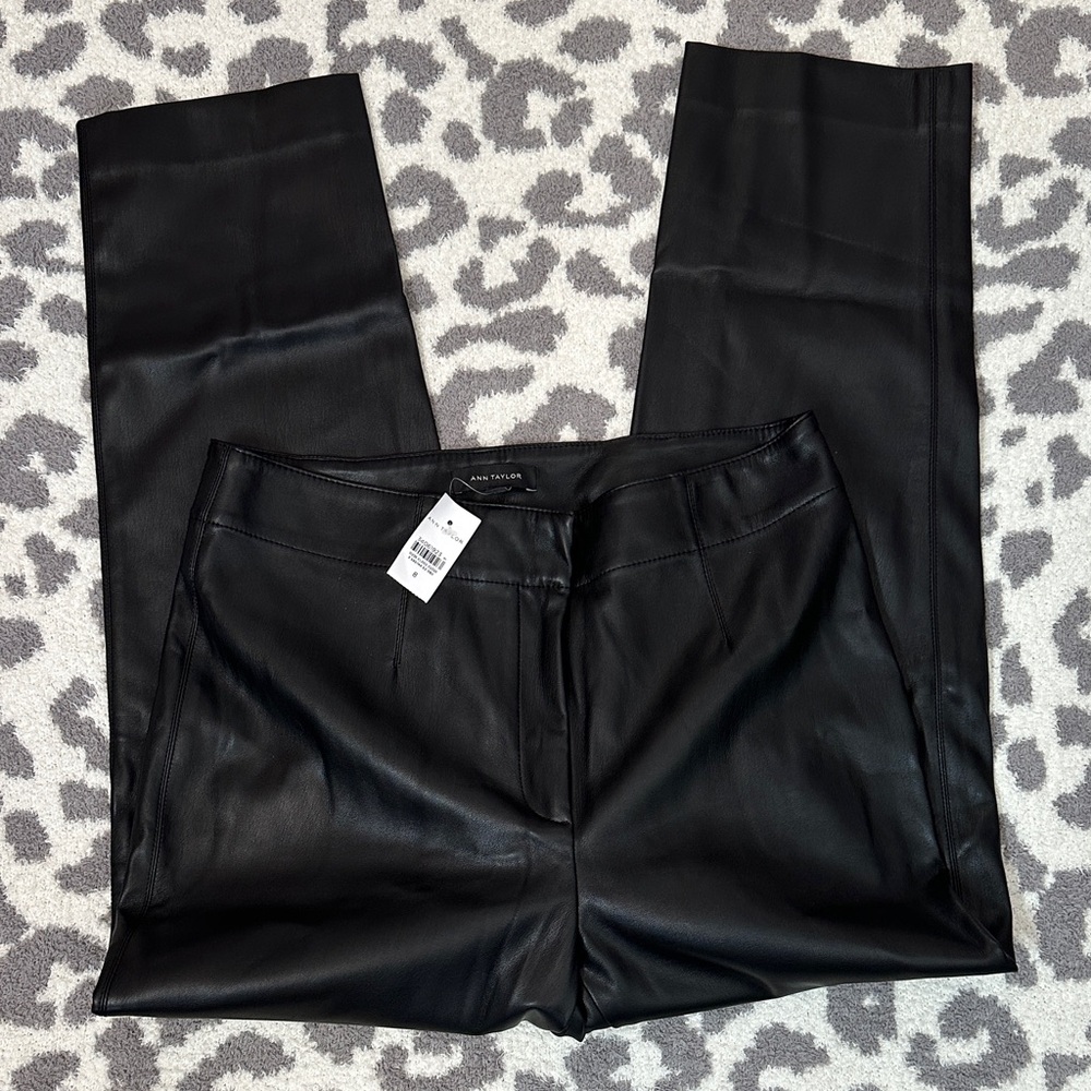Ann Taylor Black Faux Leather Ankle Pants
